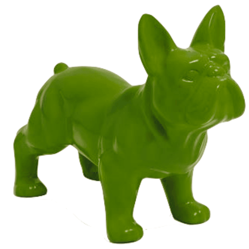 Statue Chien Bouledogue Francais Animaux Resine - 45cm - Vert Pomme - ANIMAUX-RESINE.FR