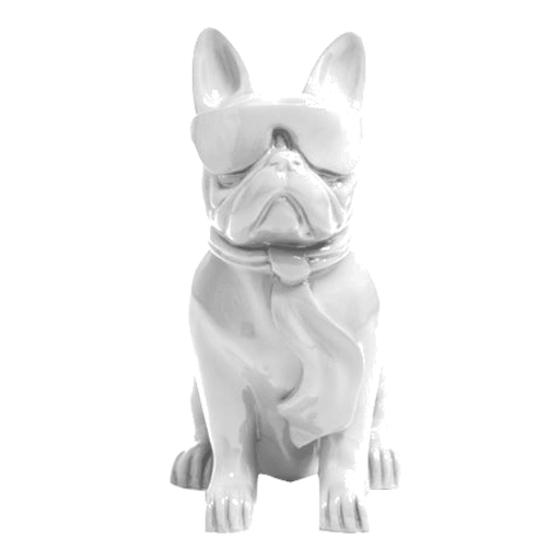 Statue Chien Bouledogue Francais Animaux Resine - 60cm - Blanc - ANIMAUX-RESINE.FR