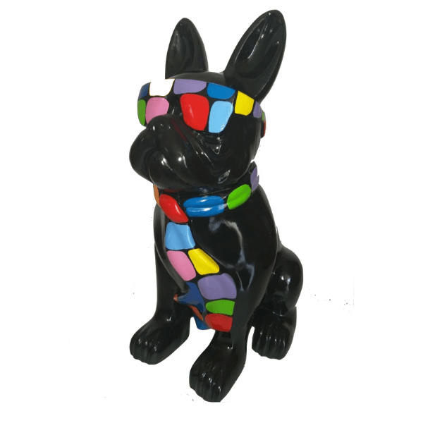 Statue Chien Bouledogue Francais Animaux Resine - 60cm - Dragibus Noir - ANIMAUX-RESINE.FR