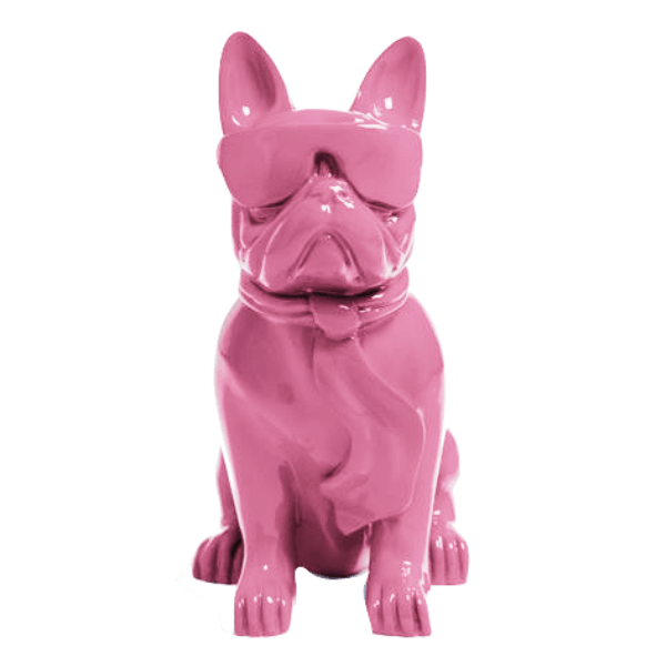 Statue Chien Bouledogue Francais Animaux Resine - 60cm - Rose Clair - ANIMAUX-RESINE.FR