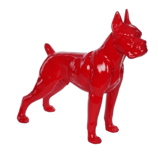 Statue Chien Boxer Animaux Resine - 50cm - Rouge - ANIMAUX-RESINE.FR