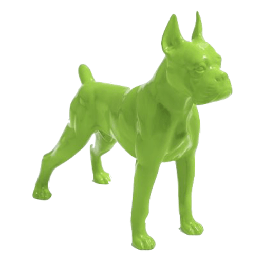 Statue Chien Boxer Animaux Resine - 50cm - Vert Pomme - ANIMAUX-RESINE.FR