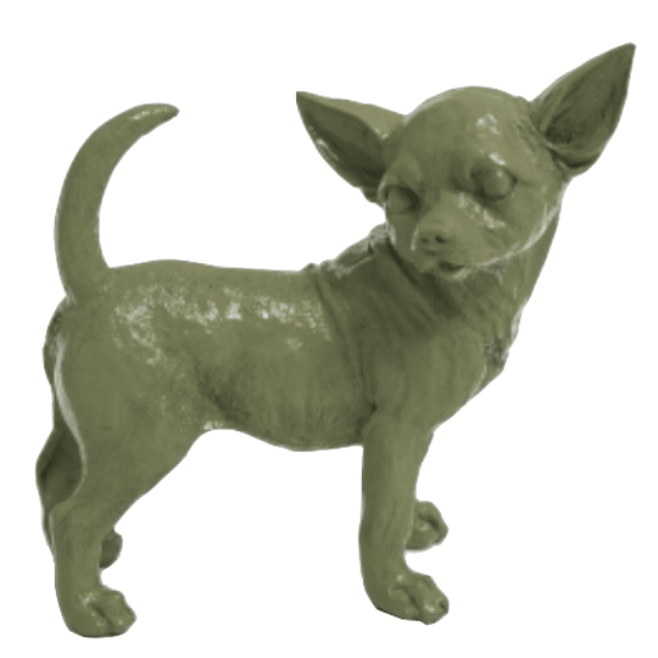 Statue Chien Chihuahua Animaux Resine - 30cm - Vert Kaki - ANIMAUX-RESINE.FR