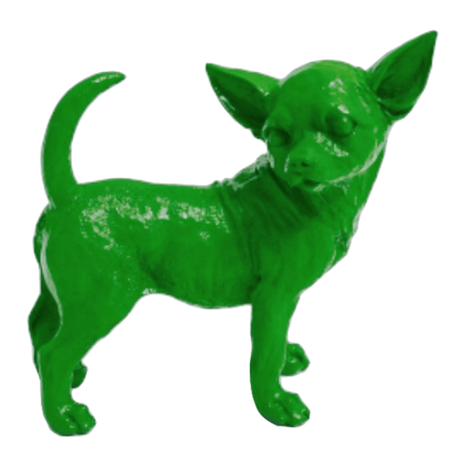 Statue Chien Chihuahua Animaux Resine - 30cm - Vert Pomme - ANIMAUX-RESINE.FR