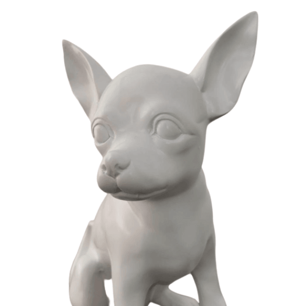 Statue Chien Chihuahua Animaux Resine - 40cm - Blanc - ANIMAUX-RESINE.FR