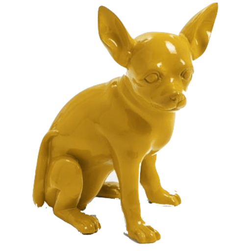 Statue Chien Chihuahua Animaux Resine - 40cm - Jaune - ANIMAUX-RESINE.FR