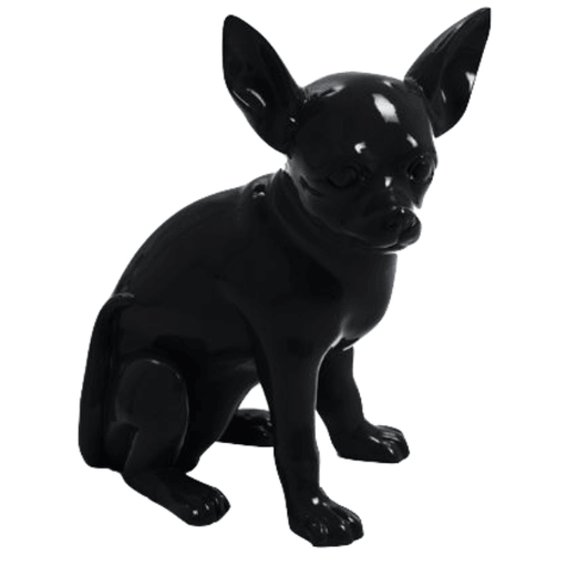 Statue Chien Chihuahua Animaux Resine - 40cm - Noir - ANIMAUX-RESINE.FR