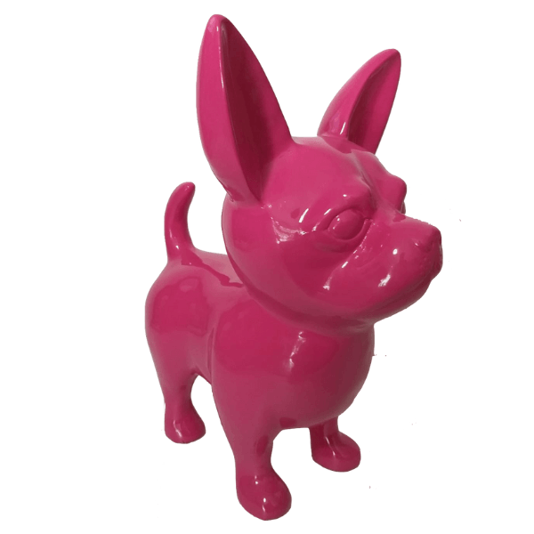 Statue Chien Chihuahua Animaux Resine - 50cm - Rose Fushia - ANIMAUX-RESINE.FR