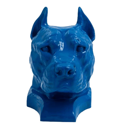 Statue Chien Staff Bull Animaux Resine - 35cm - Bleu Nuit - ANIMAUX-RESINE.FR