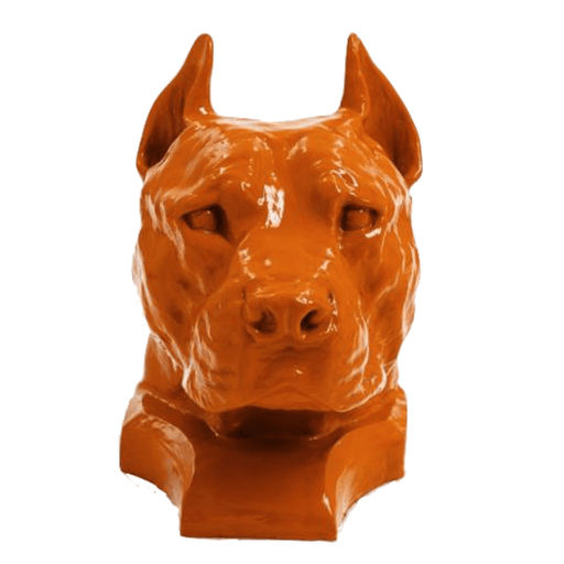 Statue Chien Staff Bull Animaux Resine - 35cm - Orange - ANIMAUX-RESINE.FR