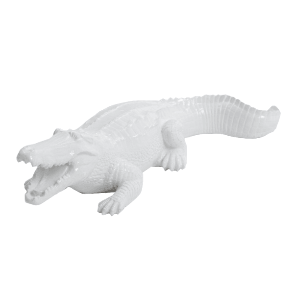 Statue Crocodile Animaux Resine - 40cm - Blanc - ANIMAUX-RESINE.FR