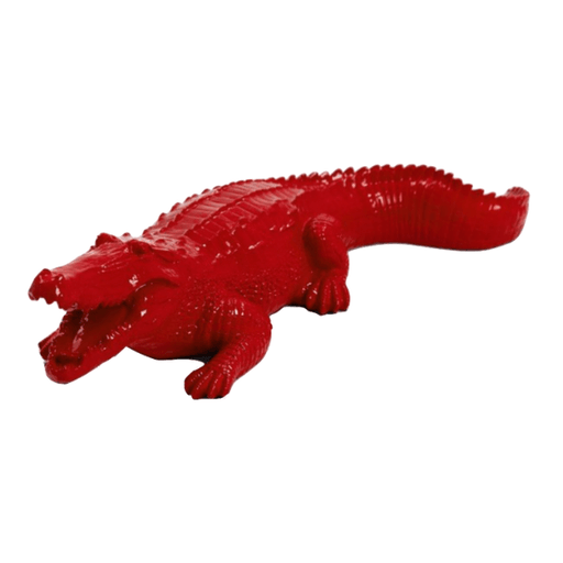 Statue Crocodile Animaux Resine - 40cm - Rouge - ANIMAUX-RESINE.FR