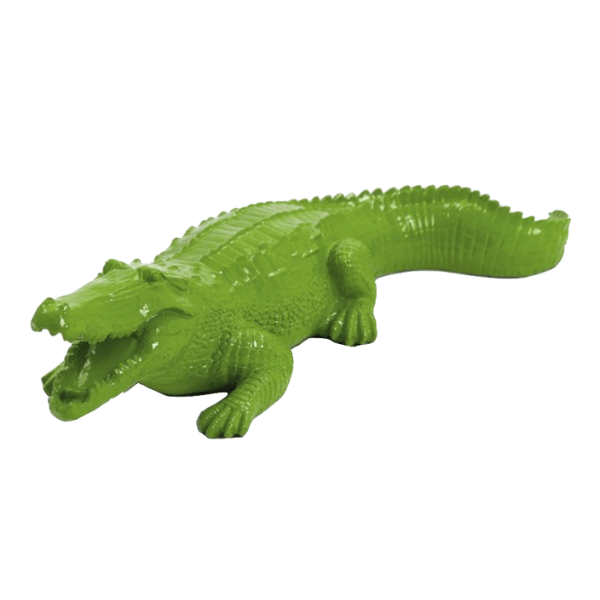 Statue Crocodile Animaux Resine - 40cm - Vert Pomme - ANIMAUX-RESINE.FR