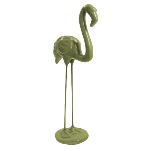 Statue Flamant Rose Animaux Resine - 110cm - Vert Kaki - ANIMAUX-RESINE.FR