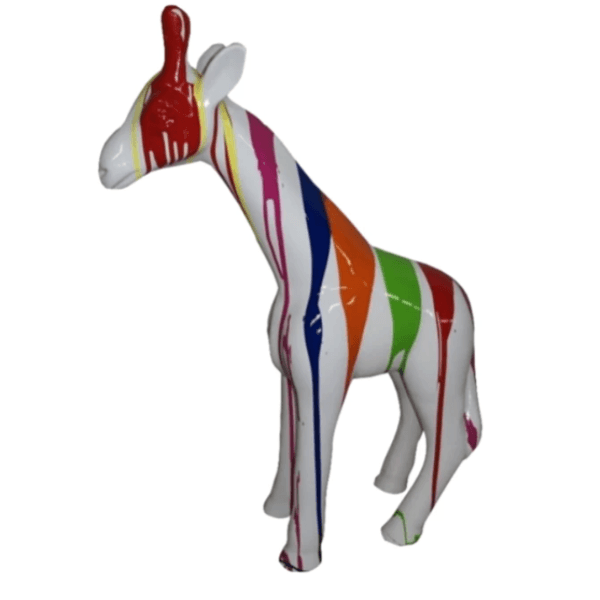 Statue Girafe Animaux Resine - 110cm - Multi Coulure Blanc - ANIMAUX-RESINE.FR