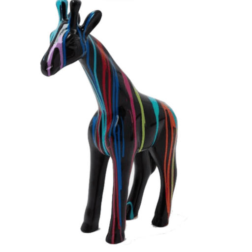 Statue Girafe Animaux Resine - 110cm - Multi Coulure Noir - ANIMAUX-RESINE.FR