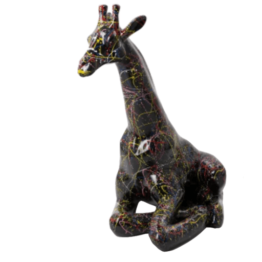 Statue Girafe Animaux Resine - 90cm - Graffiti Noir - ANIMAUX-RESINE.FR