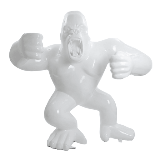 Statue Gorille Agressif Animaux Resine - 120cm - Blanc - ANIMAUX-RESINE.FR