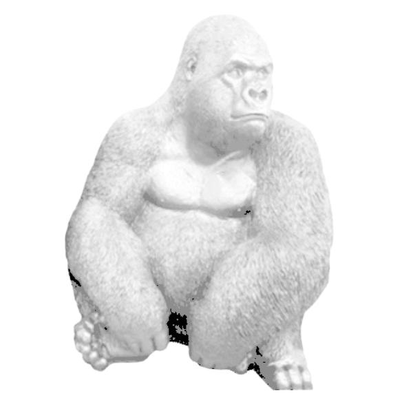 Statue Gorille Assis Animaux Resine - 75cm - Blanc - ANIMAUX-RESINE.FR