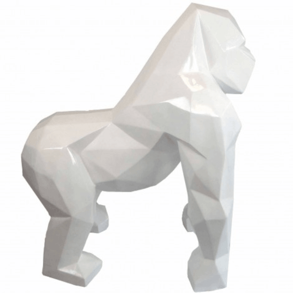 Statue Gorille Origami Animaux Resine - 140cm - Blanc - ANIMAUX-RESINE.FR