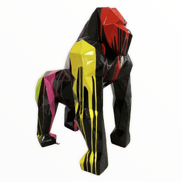 Statue Gorille Origami Animaux Resine - 140cm - Multi Coulure Noir - ANIMAUX-RESINE.FR