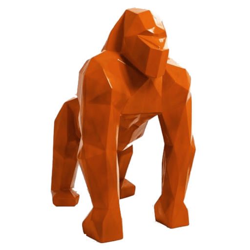 Statue Gorille Origami Animaux Resine - 140cm - Orange - ANIMAUX-RESINE.FR