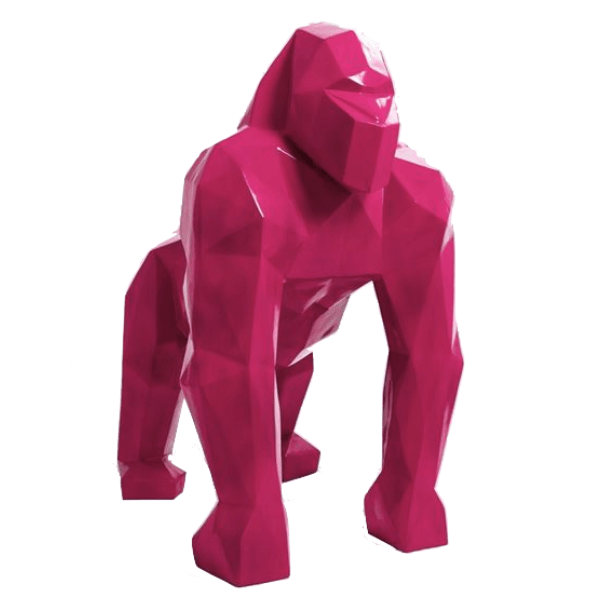 Statue Gorille Origami Animaux Resine - 140cm - Rose Fushia - ANIMAUX-RESINE.FR