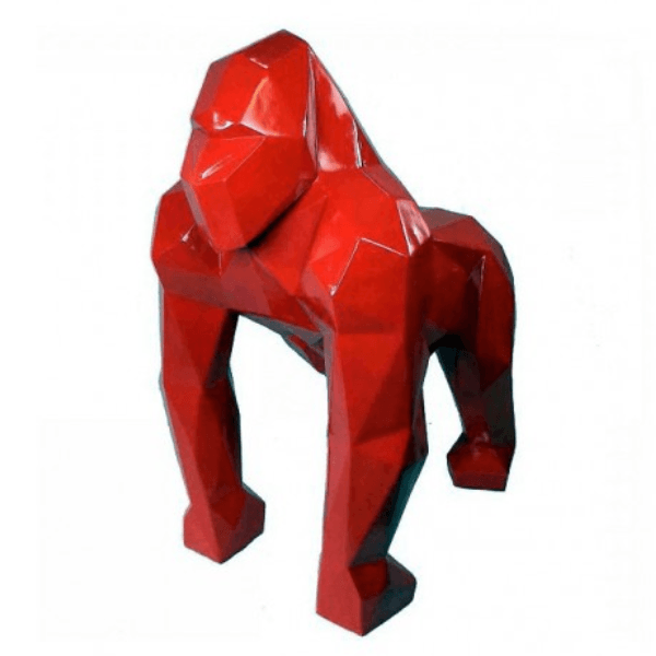 Statue Gorille Origami Animaux Resine - 140cm - Rouge - ANIMAUX-RESINE.FR