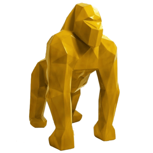 Statue Gorille Origami Animaux Resine - 40cm - Jaune - ANIMAUX-RESINE.FR