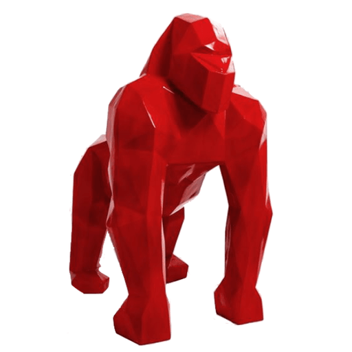 Statue Gorille Origami Animaux Resine - 40cm - Rouge - ANIMAUX-RESINE.FR