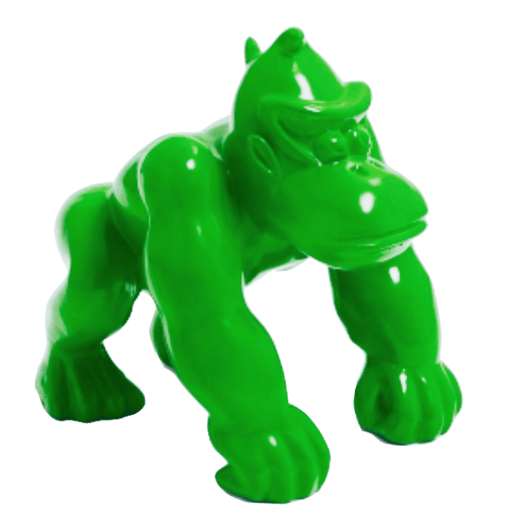 Statue Gorille Poing Animaux Resine - 40cm - Vert Pomme - ANIMAUX-RESINE.FR