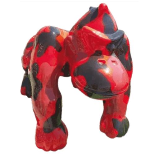 Statue Gorille Poing Animaux Resine - 70cm - Militaire Rouge Noir - ANIMAUX-RESINE.FR