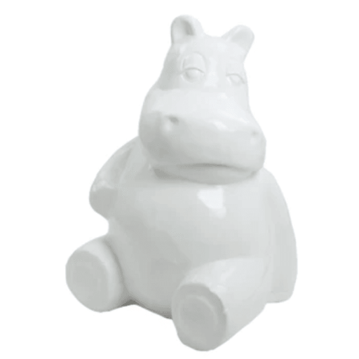 Statue Hippopotame Animaux Resine - 15cm - Blanc - ANIMAUX-RESINE.FR