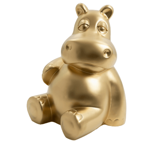 Statue Hippopotame Animaux Resine - 15cm - Doré - ANIMAUX-RESINE.FR