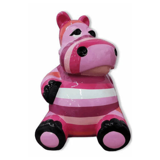 Statue Hippopotame Animaux Resine - 25cm - Tagada Rose - ANIMAUX-RESINE.FR