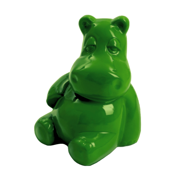 Statue Hippopotame Animaux Resine - 25cm - Vert - ANIMAUX-RESINE.FR