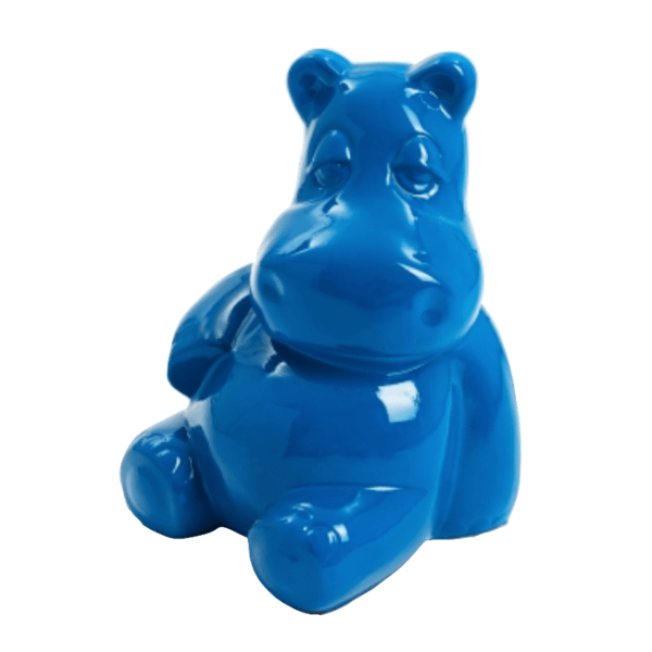 Statue Hippopotame Animaux Resine - 50cm - Bleu - ANIMAUX-RESINE.FR