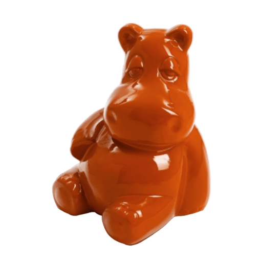 Statue Hippopotame Animaux Resine - 50cm - Orange - ANIMAUX-RESINE.FR