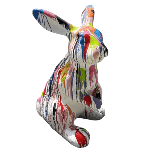 Statue Lapin Animaux Resine - 115cm - Multi Coulure Blanc - ANIMAUX-RESINE.FR