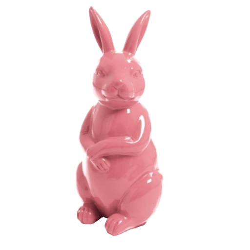 Statue Lapin Animaux Resine - 35cm - Rose Clair - ANIMAUX-RESINE.FR