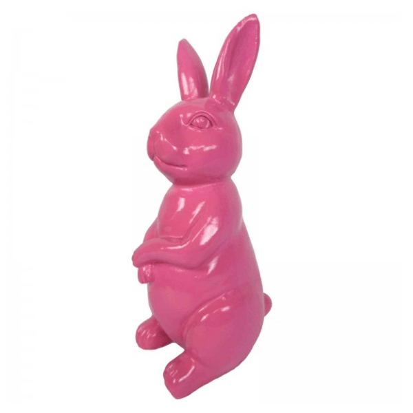 Statue Lapin Animaux Resine - 35cm - Rose Fushia - ANIMAUX-RESINE.FR