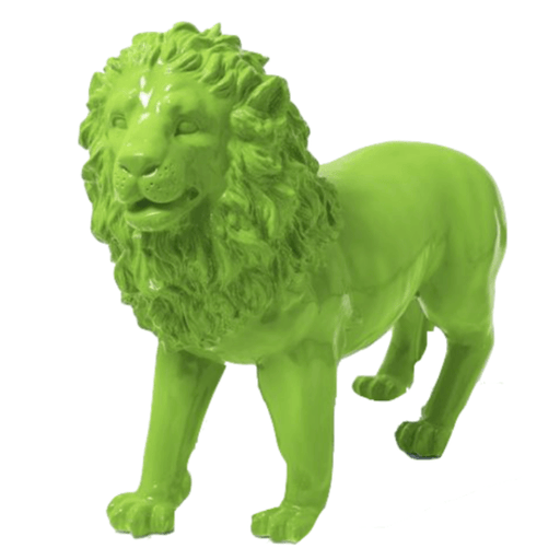 Statue Lion Animaux Resine - 100cm - Vert Pomme - ANIMAUX-RESINE.FR