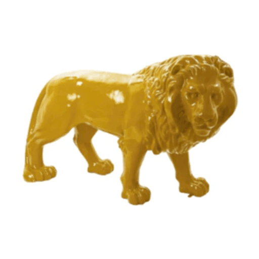 Statue Lion Animaux Resine - 35cm - Jaune - ANIMAUX-RESINE.FR