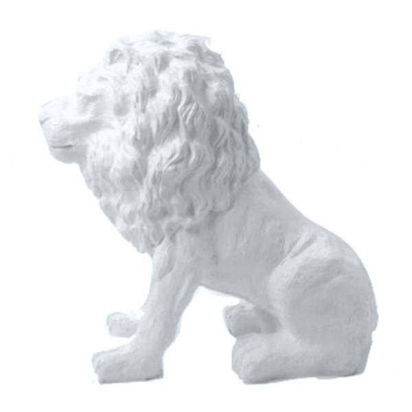 Statue Lion Animaux Resine - 65cm - Blanc - ANIMAUX-RESINE.FR