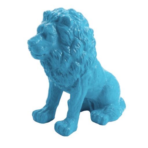 Statue Lion Animaux Resine - 65cm - Bleu Ciel - ANIMAUX-RESINE.FR