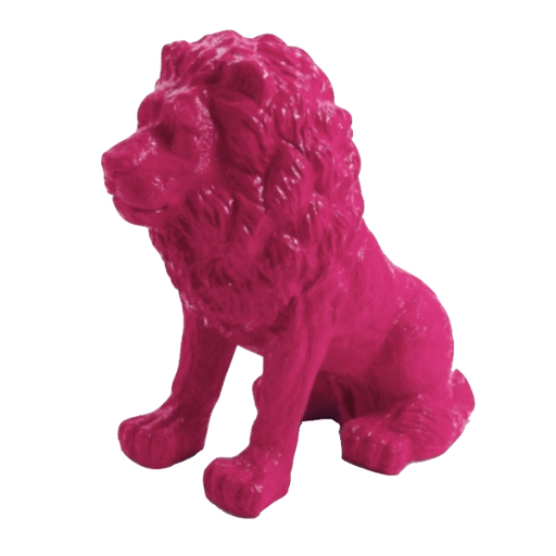 Statue Lion Animaux Resine - 65cm - Rose Fushia - ANIMAUX-RESINE.FR