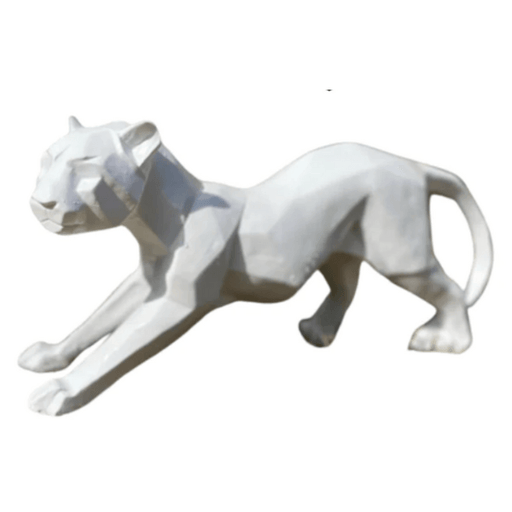 Statue Panthere Origami Animaux Resine - 50cm - Blanc - ANIMAUX-RESINE.FR