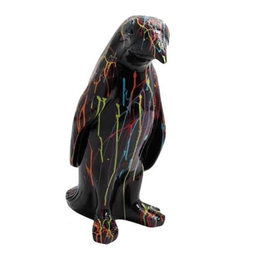 Statue Pingouin Animaux Resine - 70cm - Multi Coulure Noir - ANIMAUX-RESINE.FR