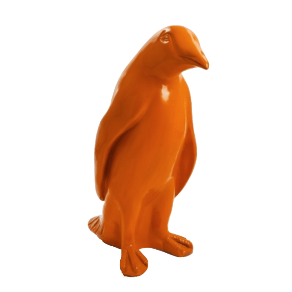 Statue Pingouin Animaux Resine - 70cm - Orange - ANIMAUX-RESINE.FR