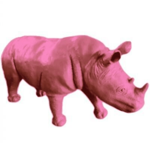 Statue Rhinoceros Animaux Resine - 140cm - Rose Clair - ANIMAUX-RESINE.FR